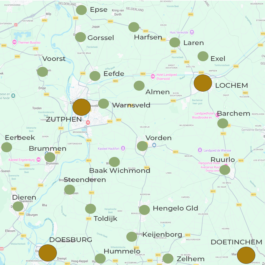 Werkgebied van Marion Polman Uitvaartbegeleiding rond Doesburg